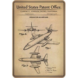 Schild Motiv "Flugzeug Design Airplane 1961" 20 x 30 cm