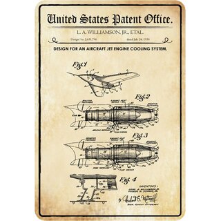 Schild Motiv "Jet Design Aircraft Engine Cooling System 1950" 20 x 30 cm