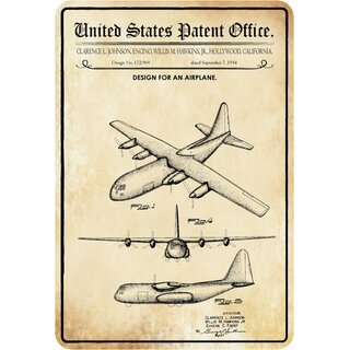 Schild Motiv "Flugzeug Design Airplane 1954" 20 x 30 cm