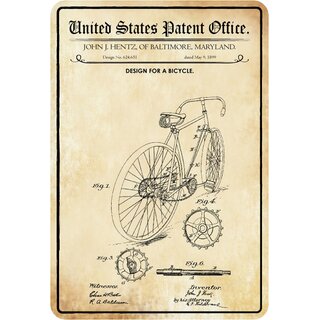 Schild Motiv "Fahrrad Design Bicycle 1899 Hentz" 20 x 30 cm 