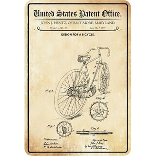 Schild Motiv "Fahrrad Design Bicycle 1899 Hentz" 20 x 30 cm