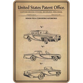 Schild Motiv "Auto Design Convertible Automobile Clifford Brooks Stevens" 20 x 30 cm