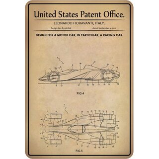 Schild Motiv "Auto Design Motor Car Leonardo Fioravanti" 20 x 30 cm