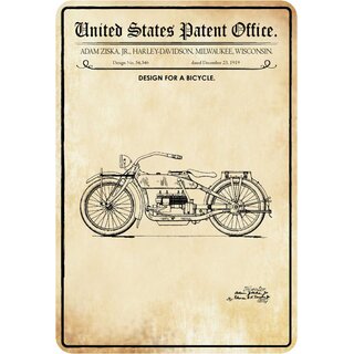 Schild Motiv "Fahrrad Design Bicycle 1919" 20 x 30 cm 