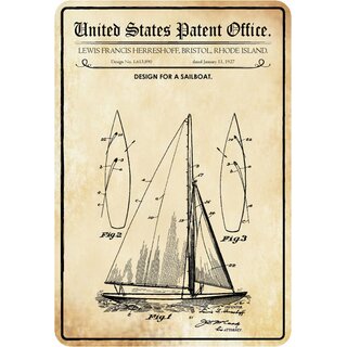 Schild Motiv "Schiff Design Sailboat Herreshoff 1927" 20 x 30 cm