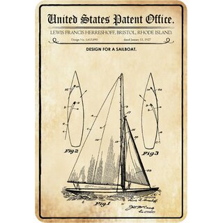 Schild Motiv "Schiff Design Sailboat Herreshoff 1927" 20 x 30 cm 