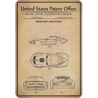 Schild Motiv "Auto Design Vehicle Body Mitchell 1966" 20 x 30 cm