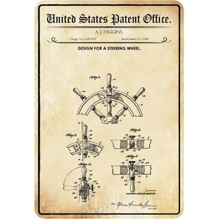 Schild Motiv "Steuerrad Schiff Design Steering Wheel, Higgins" 20 x 30 cm