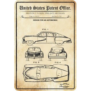 Schild Motiv "Auto Design Automobile, Tucker, 1949" 20 x 30 cm