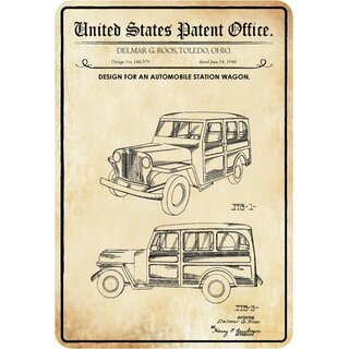 Schild Motiv "Auto Design Automobile Station Wagon, Roos, 1948" 20 x 30 cm
