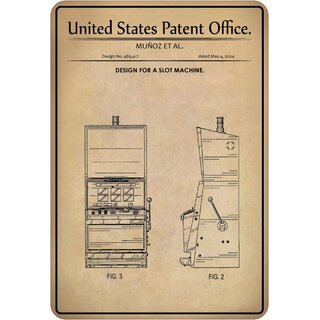 Schild Motiv "Spiel Maschine, Design slot machine, Munoz 2004" 20 x 30 cm 