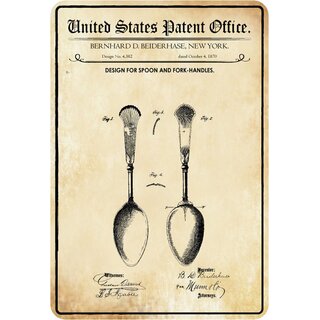 Schild Motiv "Löffel, Design spoon fork-handles, Beiderhase" 20 x 30 cm