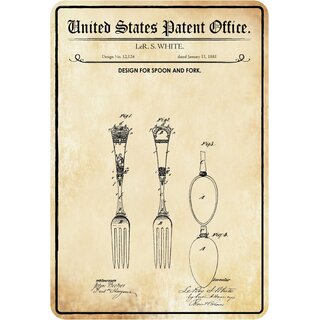 Schild Motiv "Gabel Löffel, Design spoon fork, White" 20 x 30 cm