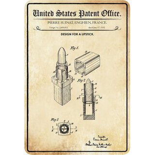 Schild Motiv "Lippenstift, Design lipstick, Suinat 1952" 20 x 30 cm
