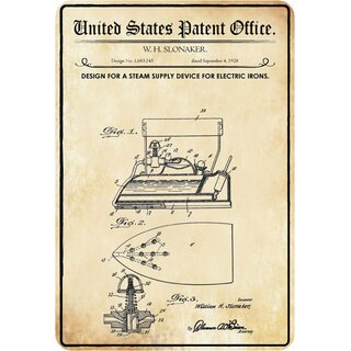 Schild Motiv "Bügeleisen, Design steam supply device electric irons" 20 x 30 cm