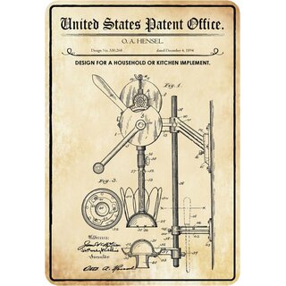 Schild Motiv "Küchengerät, Design household kitchen implement" 20 x 30 cm