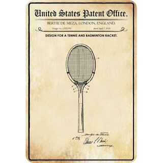 Schild Motiv "Schläger, Design tennis and badminton racket" 20 x 30 cm 