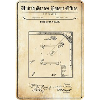 Schild Motiv "Baseball Spiel, Design for game, Mcgill" 20 x 30 cm