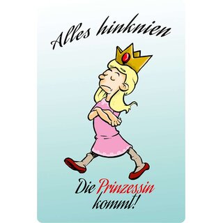 Schild Spruch "Alles hinknien, die Prinzessin kommt" 20 x 30 cm 