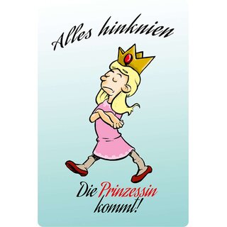 Schild Spruch "Alles hinknien, die Prinzessin kommt" 20 x 30 cm