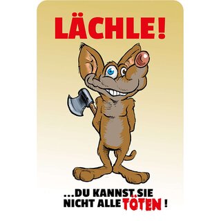 Schild Spruch "Lächle, kannst sie nicht alle töten" 20 x 30 cm 