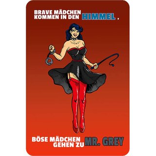 Schild Spruch "Brave Mädchen Himmel, böse Mr. Grey" 20 x 30 cm