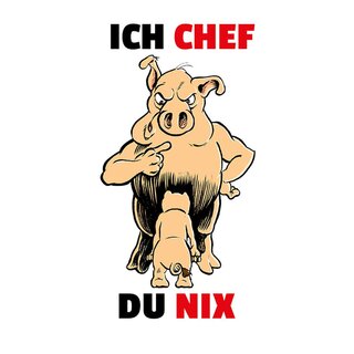 Schild Spruch "Ich Chef, du nix" Schwein 20 x 30 cm 