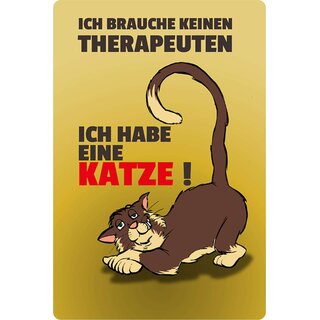 Schild Spruch "brauche keinen Therapeuten, habe Katze" 20 x 30 cm