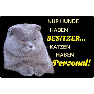 Schild Spruch "Hunde haben Besitzer, Katzen haben Personal" 20 x 30 cm 