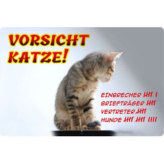 Schild Spruch "Vorsicht Katze, Einbrecher Briefträger Vertreter Hunde" 20 x 30 cm 