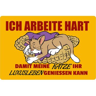 Schild Spruch "Ich arbeite hart, Katze Luxusleben genießen kann" Kissen 20 x 30 cm