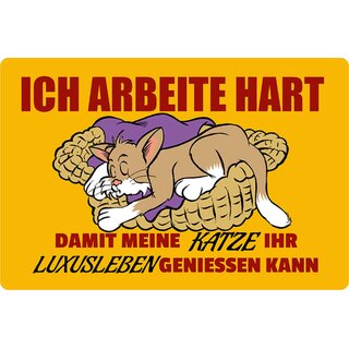 Schild Spruch "Ich arbeite hart, Katze Luxusleben genießen kann" Kissen 20 x 30 cm 