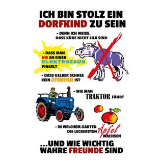 Schild Spruch "stolz Dorfkind, wie wichtig wahre Freunde sind" 20 x 30 cm 