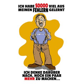 Schild Spruch "habe viel aus Fehlern gelernt, denke noch mehr zu machen" 20 x 30 cm
