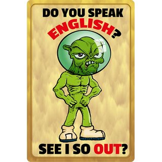 Schild Spruch "Do you speek english, see i so out" 20 x 30 cm 