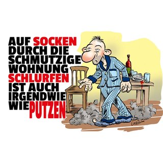 Schild Spruch "Socken schmutzige Wohnung schlurfen, putzen" 20 x 30 cm