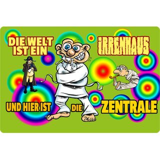 Schild Spruch "Welt ist ein Irrenhaus, hier ist Zentrale" 20 x 30 cm