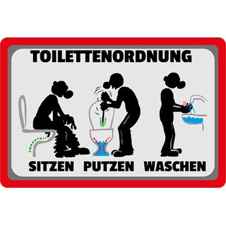 Schild Spruch "Toilettenordnung, sitzen putzen waschen" Bad 20 x 30 cm 
