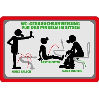 Schild Spruch "WC Gebrauchsanweisung Pinkeln im Sitzen, falsch richtig" 20 x 30 cm 