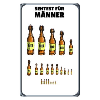 Schild Spruch "Sehtest für Männer, Bier Flaschen" 20 x 30 cm 