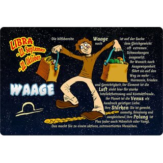 Schild Spruch "Waage Sternzeichen, September Oktober, Libra" 20 x 30 cm