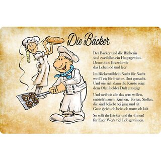Schild Spruch "Bäcker, Beruf, ohne Brezeln wäre Leben öd" 20 x 30 cm 