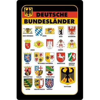 Schild Spruch "Deutsche Bundesländer, Deutschland" Wappen 20 x 30 cm 