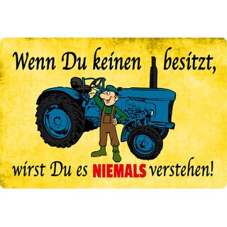 Schild Spruch "Wenn du keinen sitzt, nie verstehen" Traktor 20 x 30 cm 