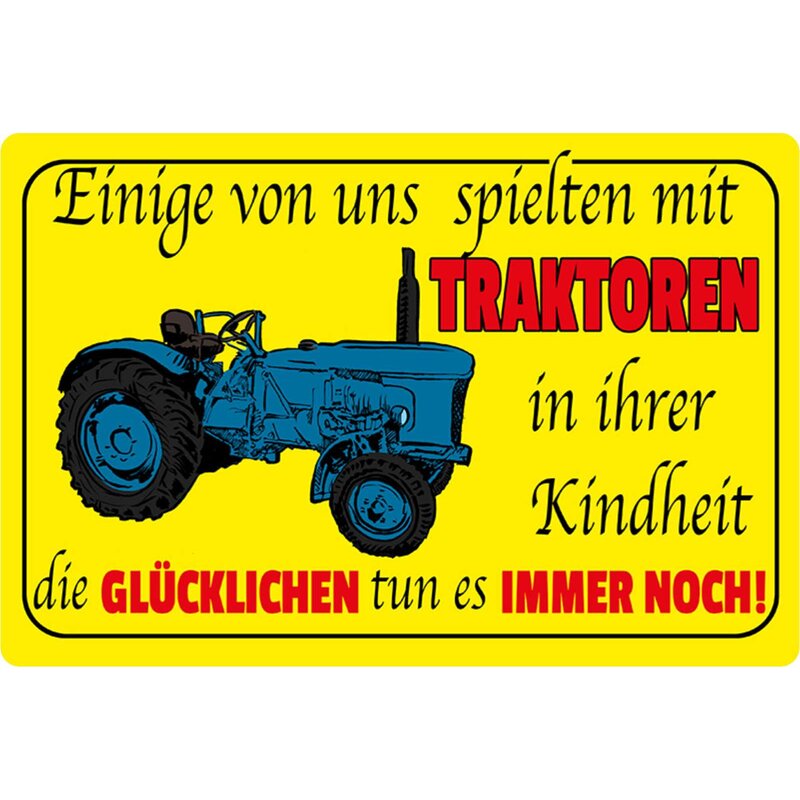 Blechschild Schild 20x30 cm Traktor Kindheit Speilzeug Feld Spruch vintage