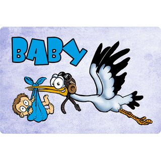 Schild Spruch "Baby" Storch männlich 20 x 30 cm