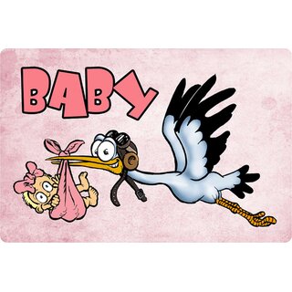 Schild Spruch Baby Storch weiblich 20 x 30 cm