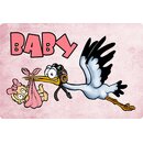 Schild Spruch "Baby" Storch weiblich 20 x 30 cm
