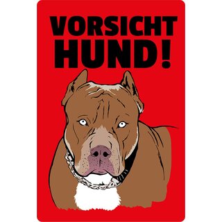 Schild Spruch "Vorsicht Hund" rot 20 x 30 cm 