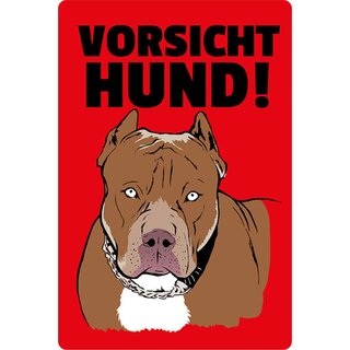 Schild Spruch "Vorsicht Hund" rot 20 x 30 cm